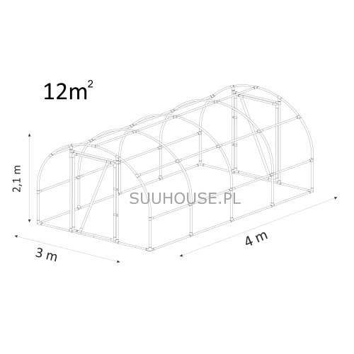 Tunel foliowy AW4 [12m2] 4 x 3 x 2,1 m z folią UV4